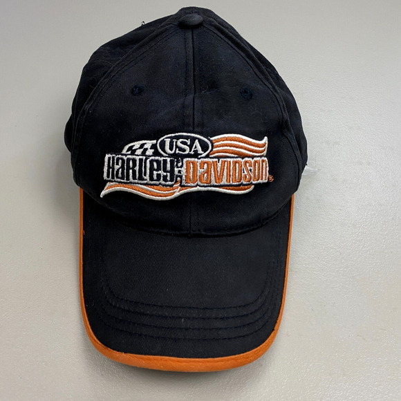 Harley Davidson Hat Cap Strapback Black Embroidered Logo Warwick RI Men One Size - Picture 1 of 10